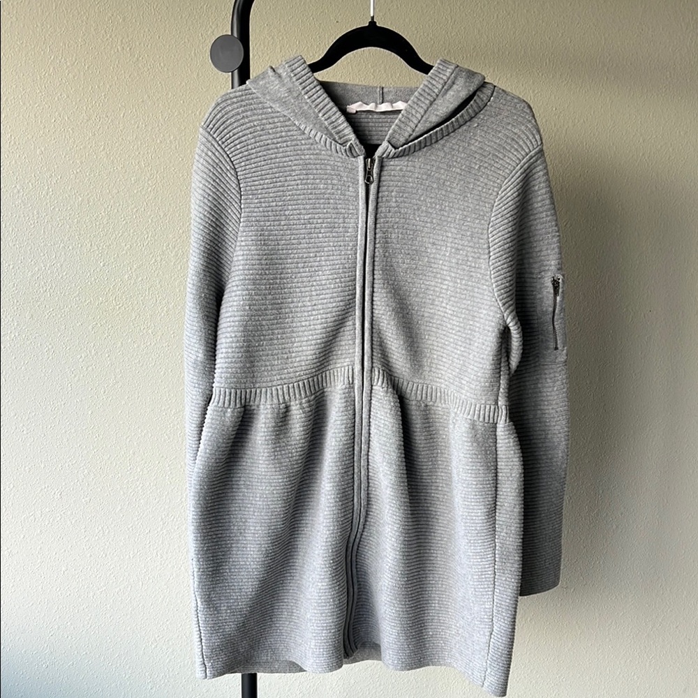 Athleta Gray Hooded Cardigan Sweater